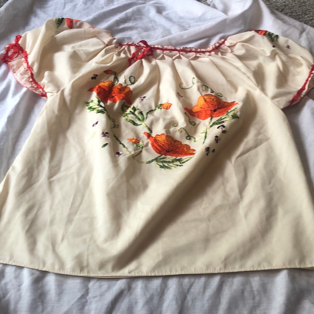 Floral Embroidered Cream Blouse